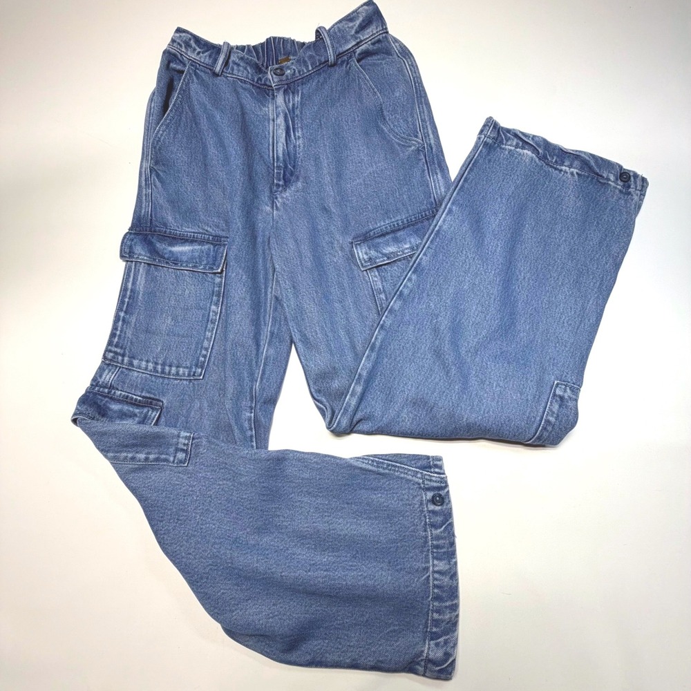 YFB Cargo Pants XS Lyocell Modal Wide Leg Light Wash Utility‎